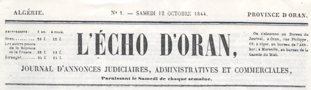 ECHO D ORAN SAMEDI 12 OCTOBRE 1844 PAGE 99 01.JPG